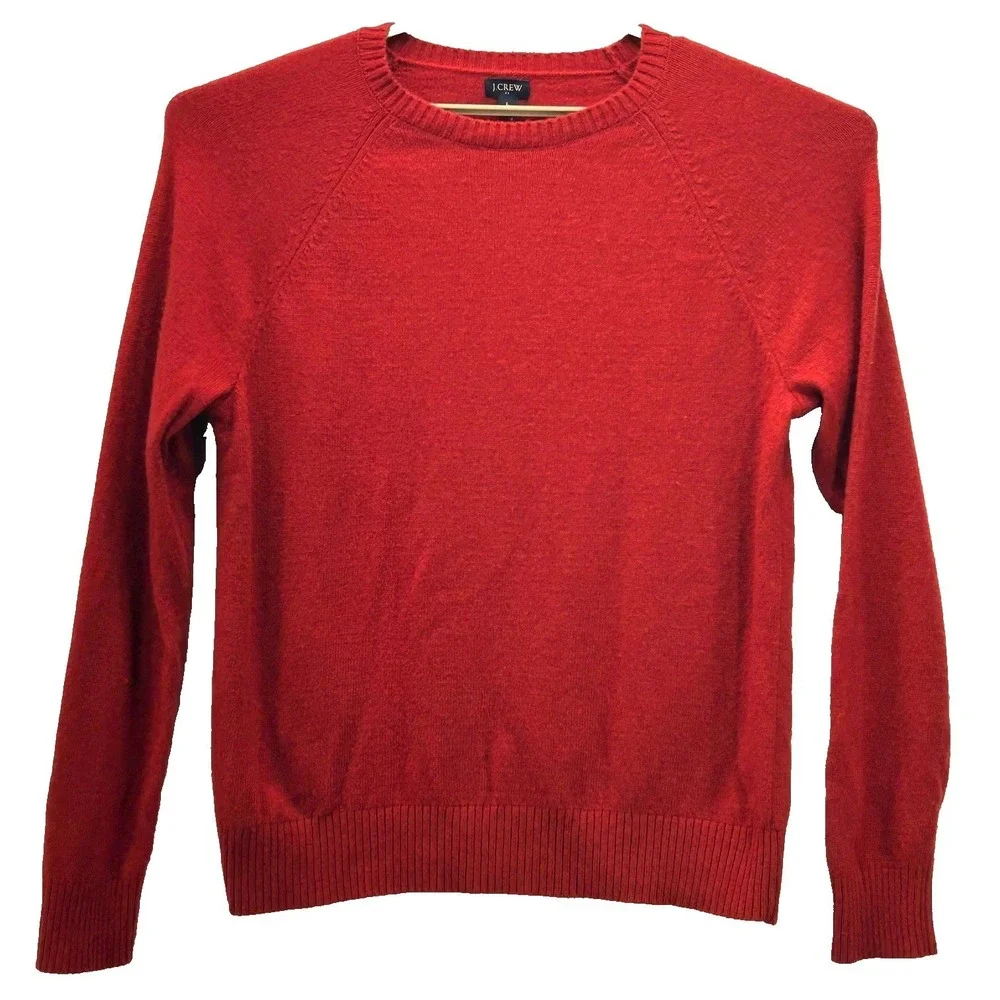 J Crew Sweater Large Burnt Orange Lambswool Soft‎ Warm Cozy Fall Thanksgiving